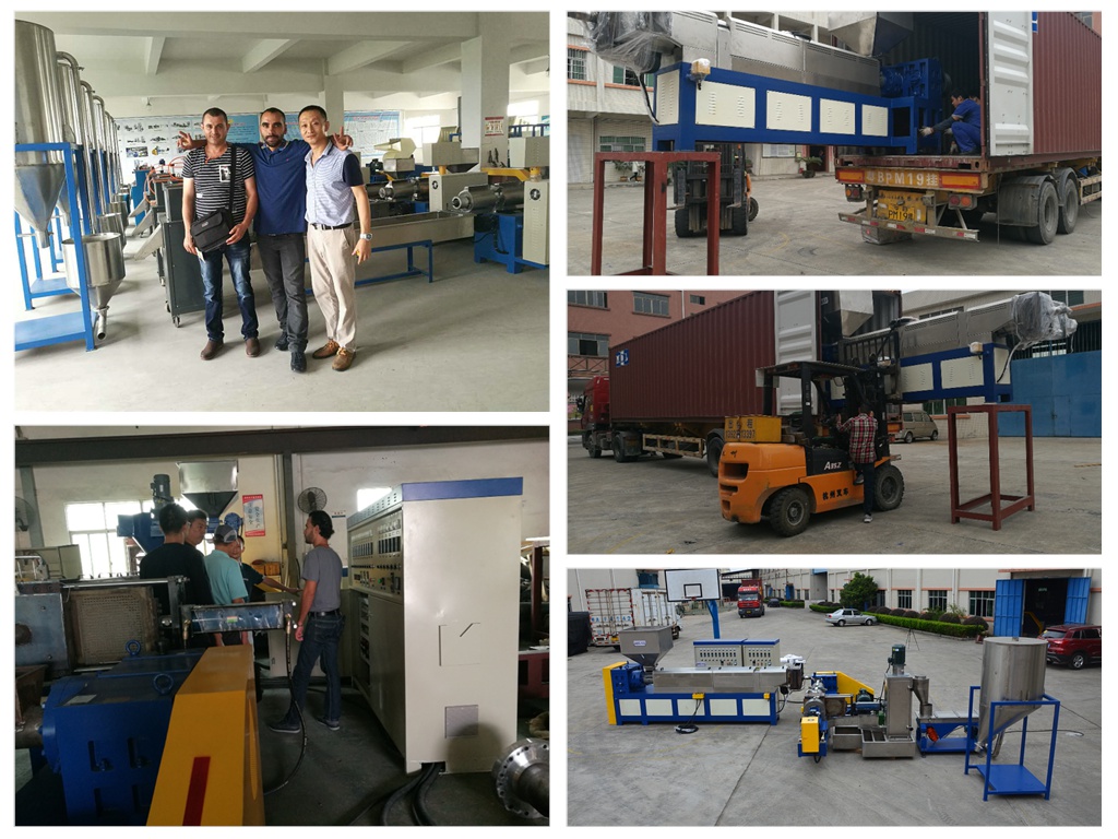 HDPE水环切粒塑料造粒机生产线验收成功机械运往到约旦客户